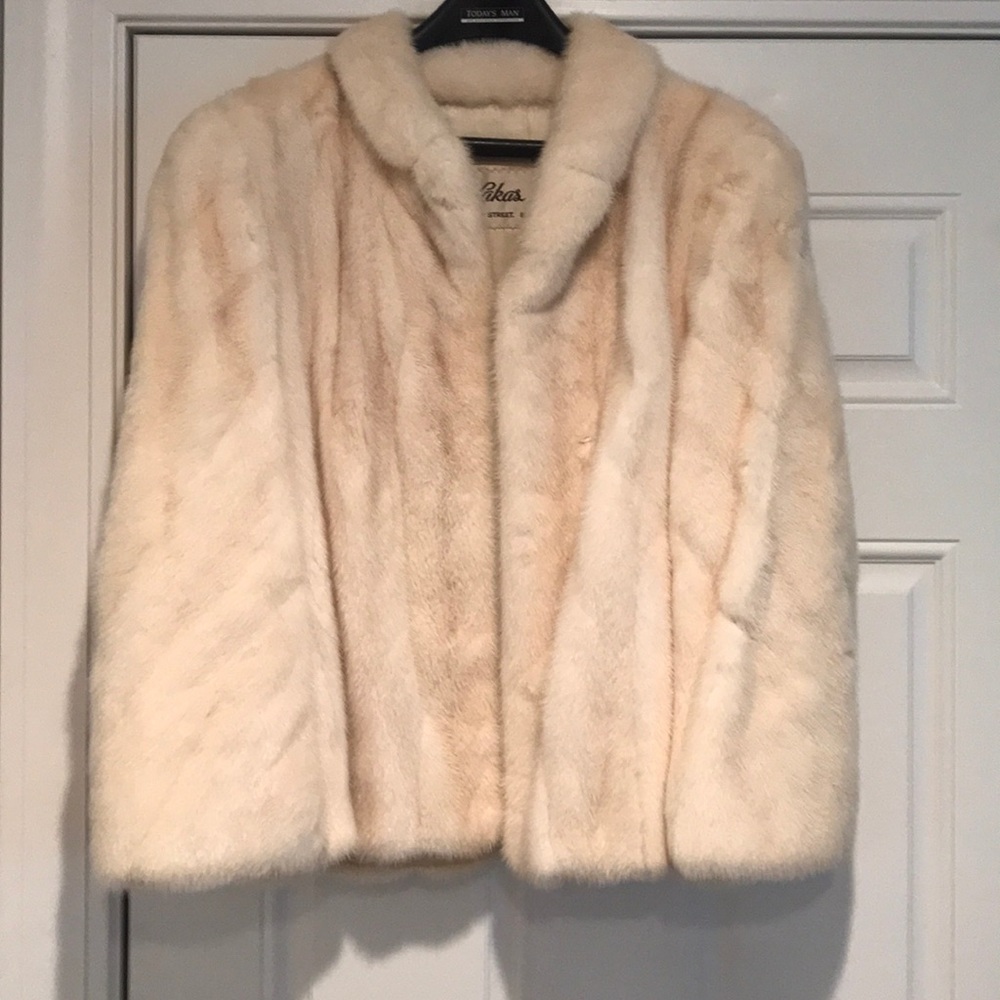 White mink vintage fur coat